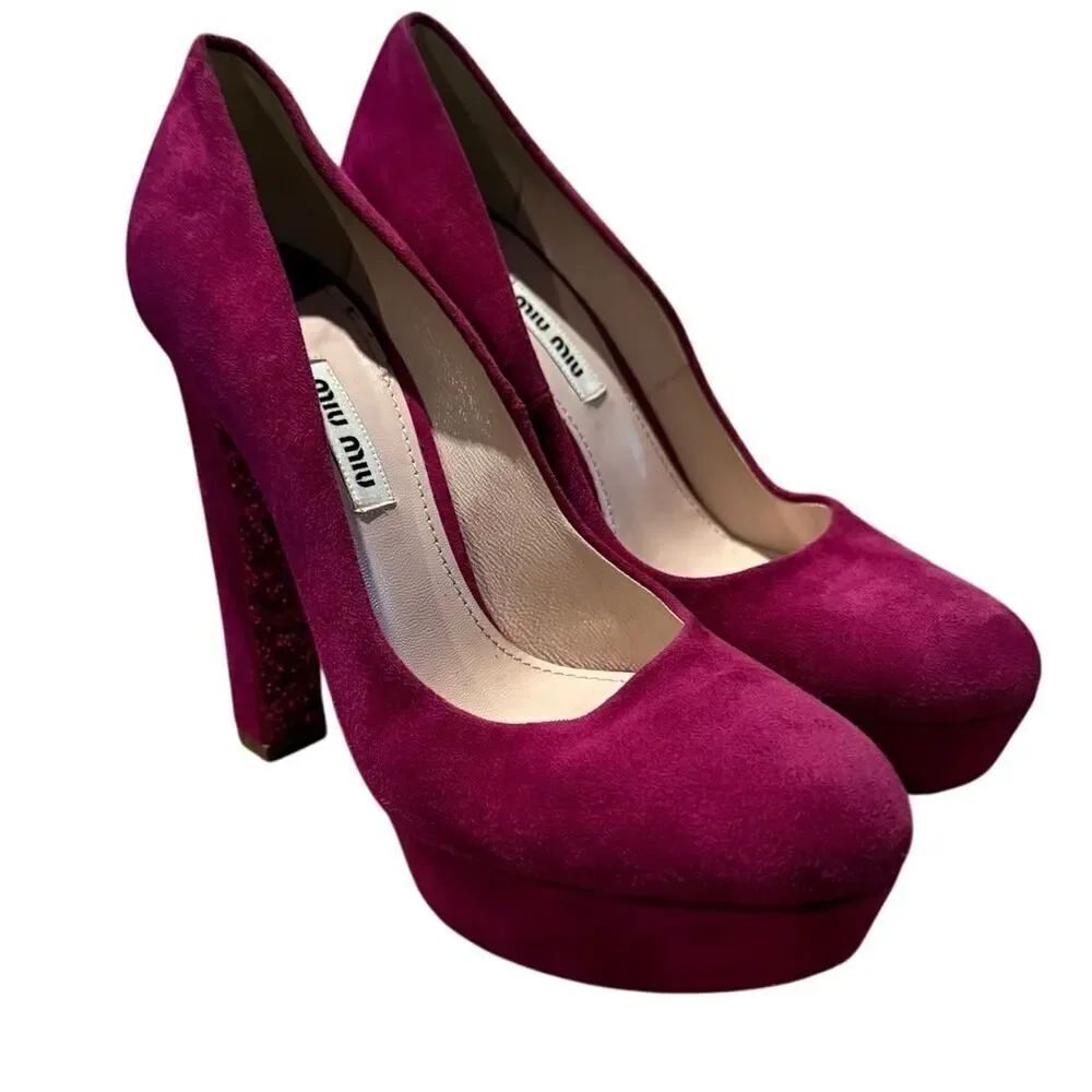 MIU MIU Granato Camoscio Suede Pump Heels Sz. 37.5 (US 7.5)